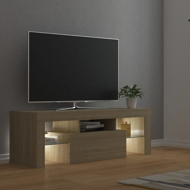 Mobile Porta TV con Luci LED Rovere Sonoma 120x35x40 cm