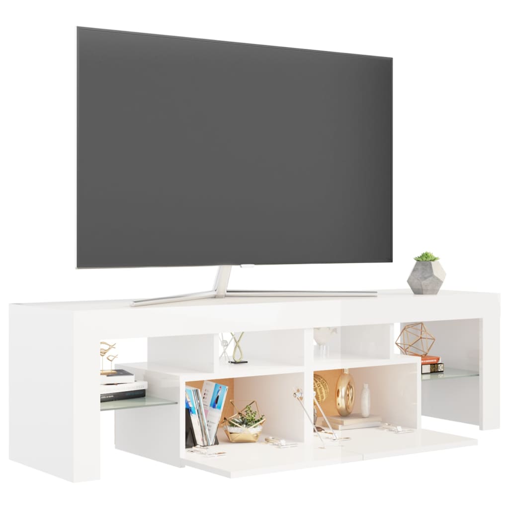 Mobile Porta TV con Luci LED Bianco Lucido 140x36,5x40 cm cod mxl 13665