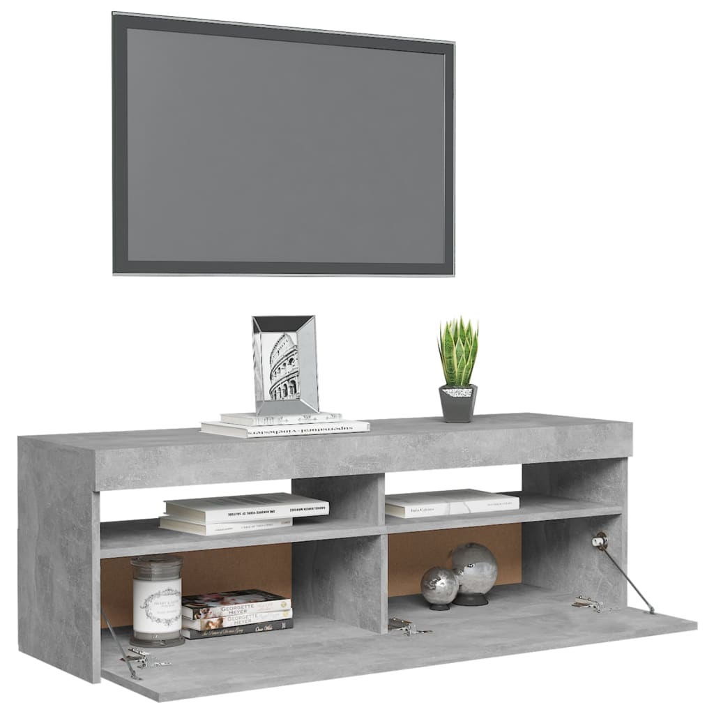 Mobile Porta TV con Luci LED Grigio Cemento 120x35x40 cm cod mxl 34037