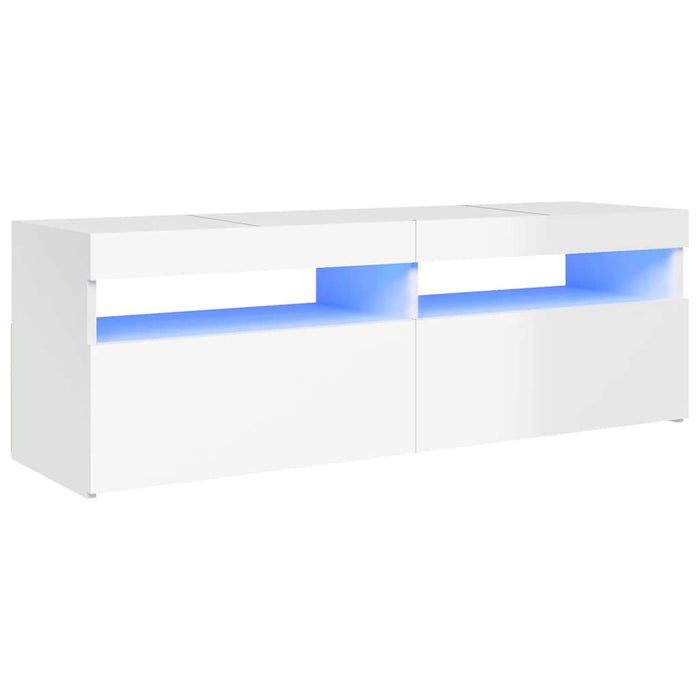 Mobile Porta TV con Luci LED Bianco Lucido 120x35x40 cm 804379