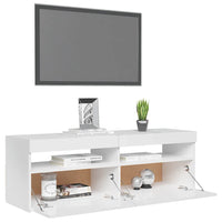 Mobile Porta TV con Luci LED Bianco Lucido 120x35x40 cm 804379