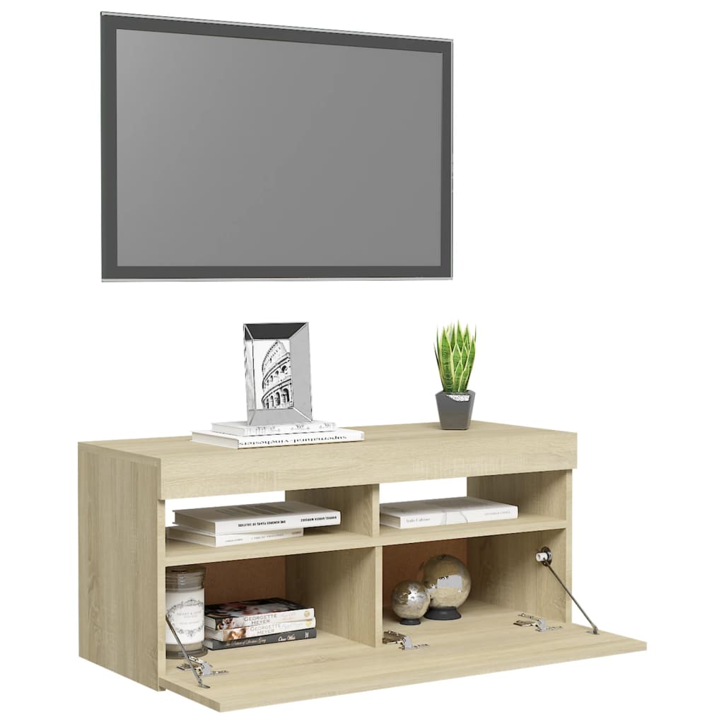 Mobile Porta TV con Luci LED Rovere Sonoma 90x35x40 cm cod mxl 7723