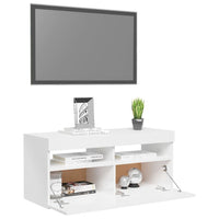 Mobile Porta TV con Luci LED Bianco Lucido 90x35x40 cm 804388