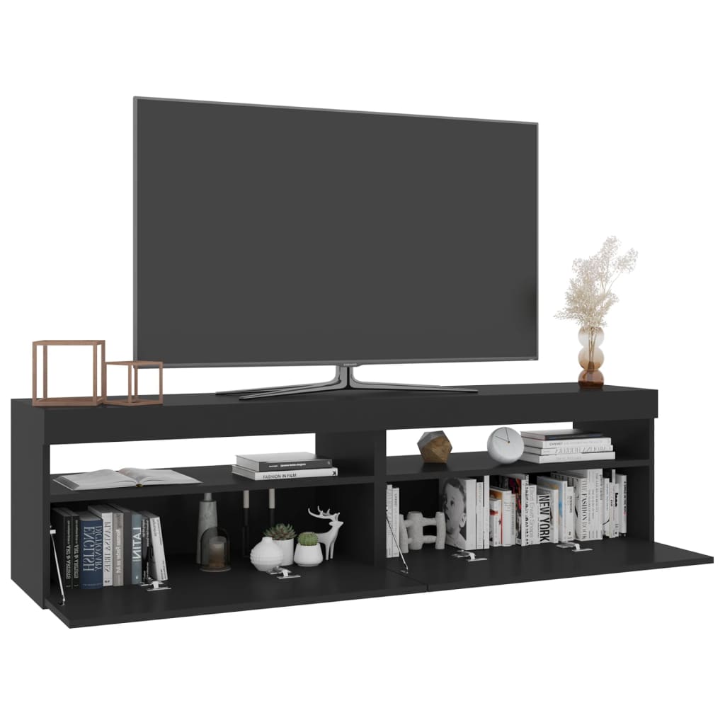 Mobili Porta TV con Luci LED 2 pz Nero 75x35x40 cm