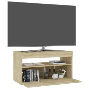 Mobile Porta TV con Luci LED Rovere Sonoma 60x35x40 cm