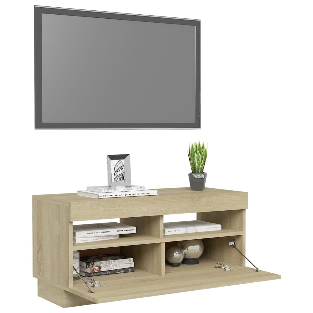 Mobile Porta TV con Luci LED Rovere Sonoma 80x35x40 cm cod mxl 13542