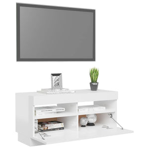 Mobile Porta TV con Luci LED Bianco Lucido 80x35x40 cm  cod mxl 13435