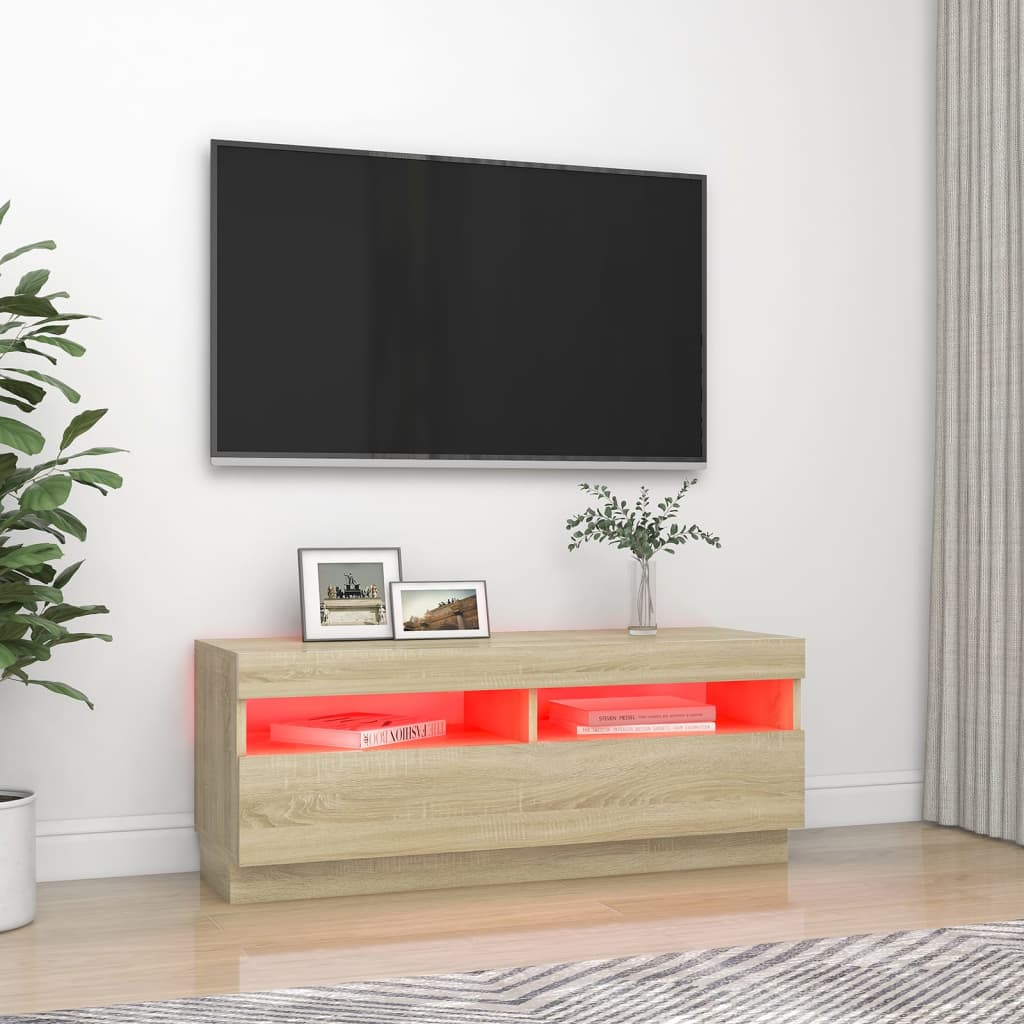 Mobile Porta TV con Luci LED Rovere Sonoma 100x35x40 cm cod mxl 8938