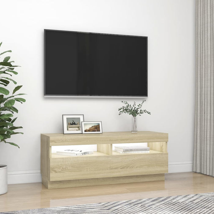 Mobile Porta TV con Luci LED Rovere Sonoma 100x35x40 cm cod mxl 8938