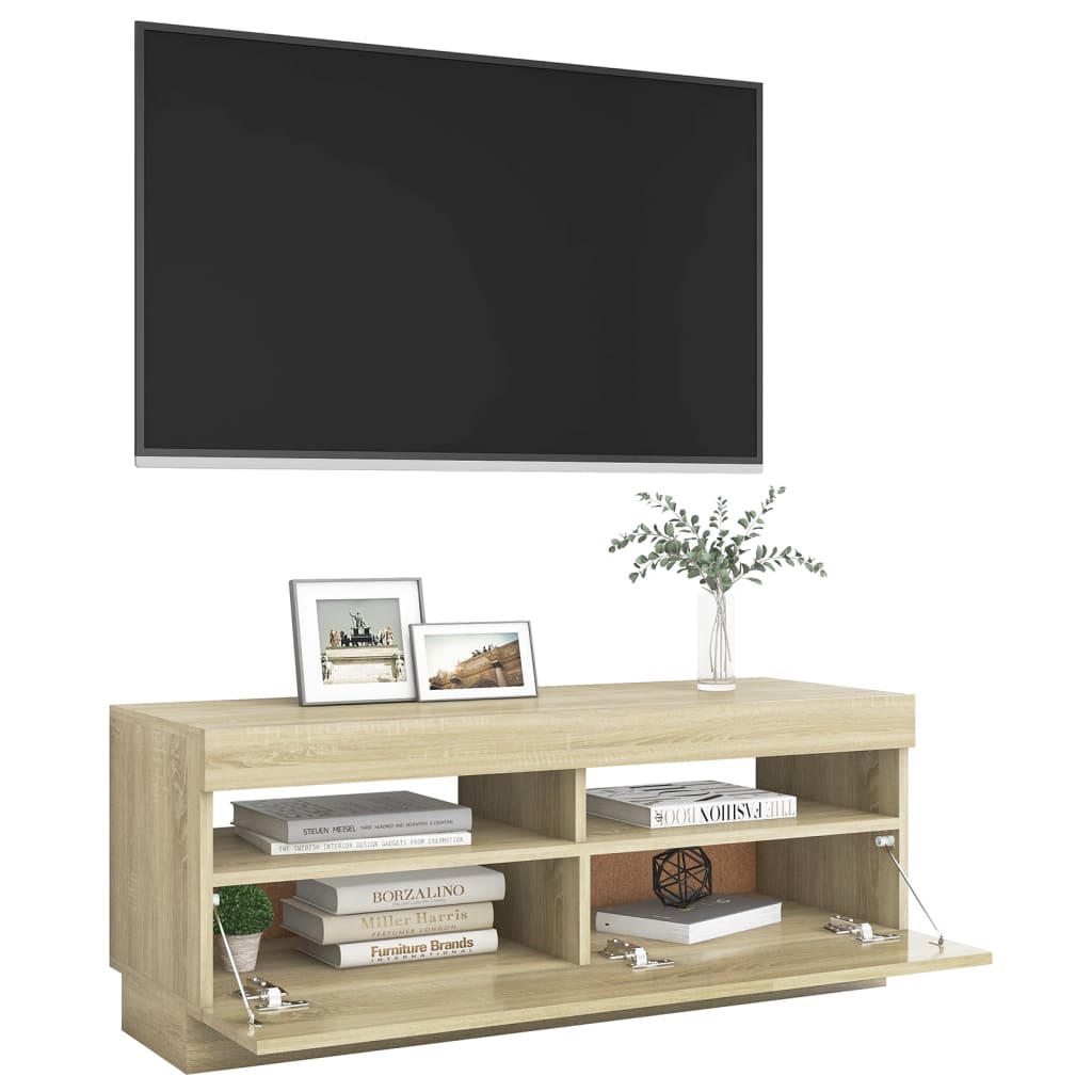 Mobile Porta TV con Luci LED Rovere Sonoma 100x35x40 cm cod mxl 8938