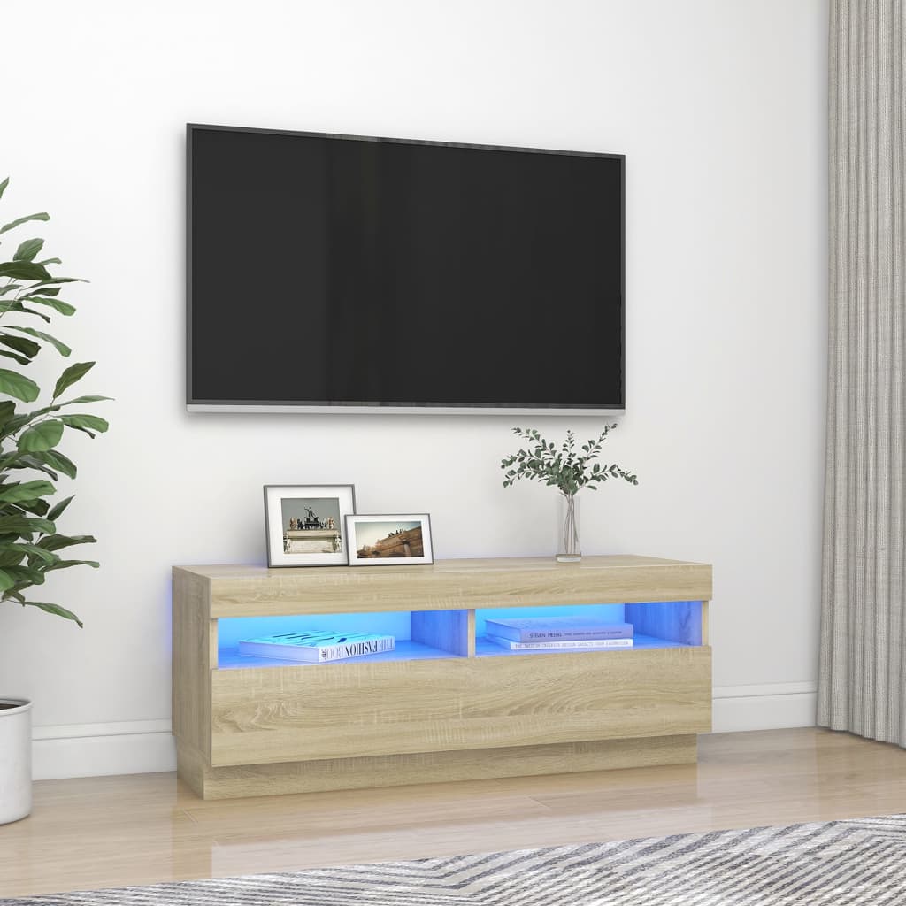 Mobile Porta TV con Luci LED Rovere Sonoma 100x35x40 cm cod mxl 8938