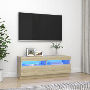 Mobile Porta TV con Luci LED Rovere Sonoma 100x35x40 cm 804457