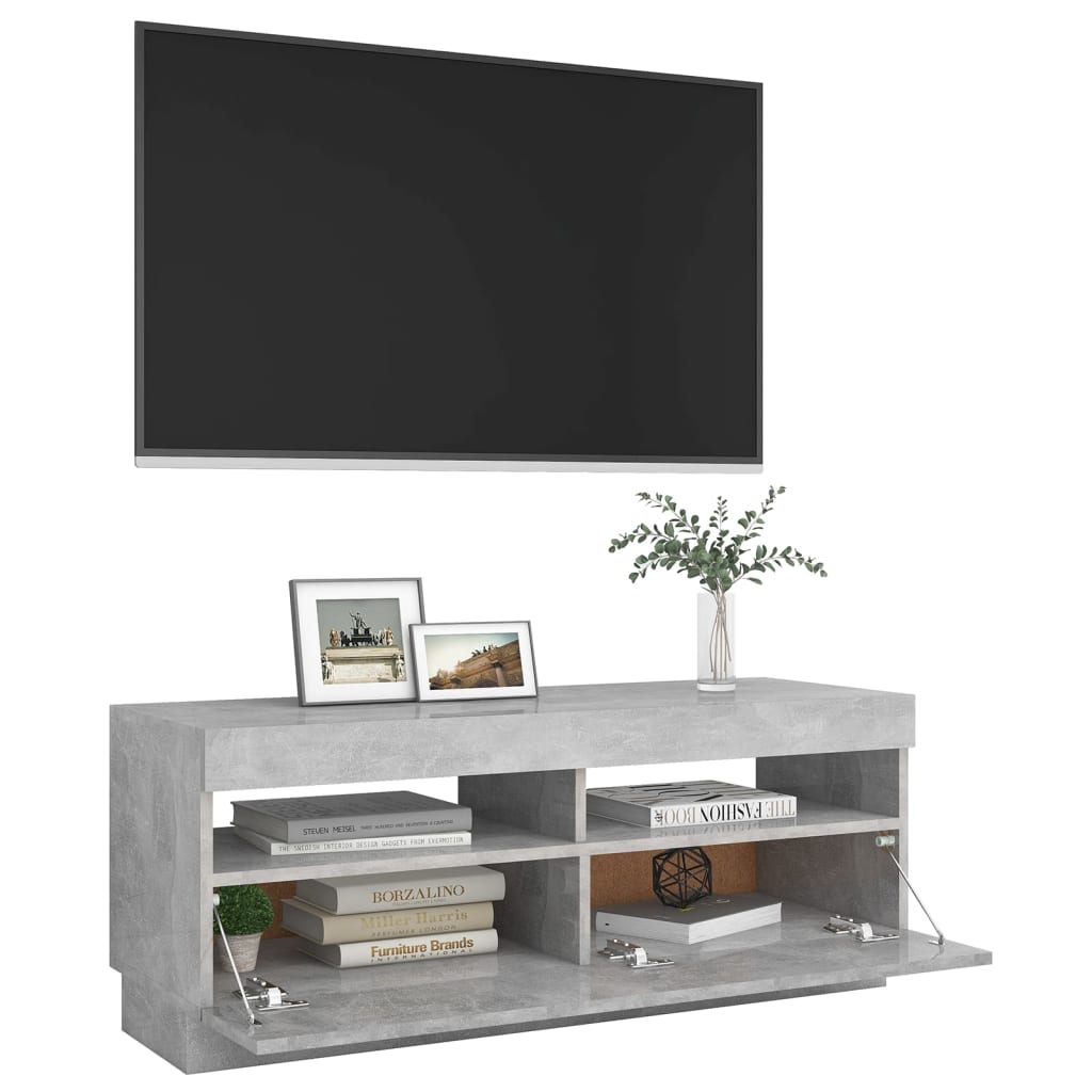 Mobile Porta TV con Luci LED Grigio Cemento 100x35x40 cm