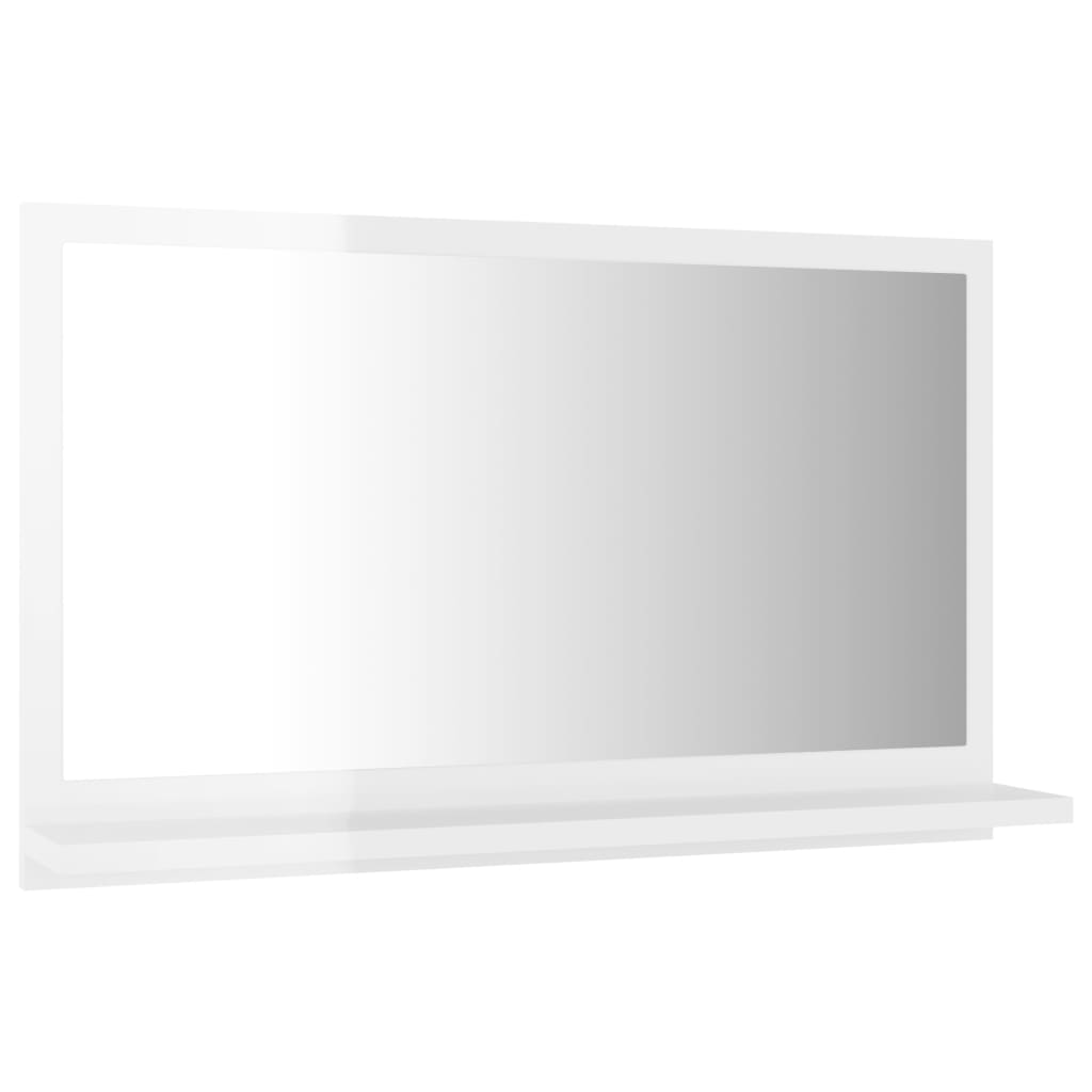 Specchio da Bagno Bianco Lucido 60x10,5x37 cm Legno Multistrato 804568