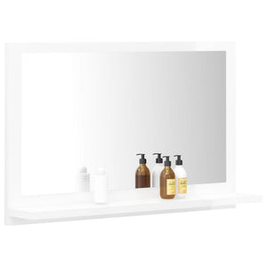 Specchio da Bagno Bianco Lucido 60x10,5x37 cm Legno Multistrato 804568