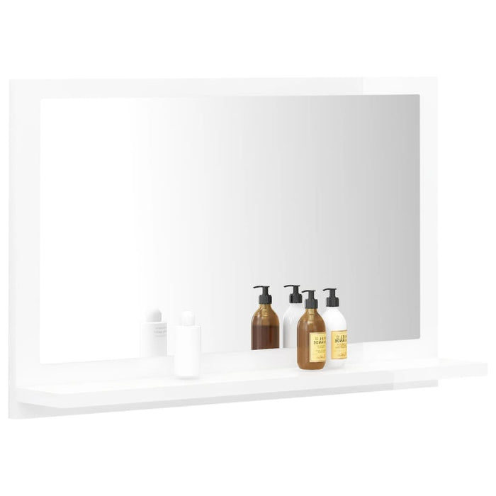 Specchio da Bagno Bianco Lucido 60x10,5x37 cm Legno Multistrato 804568