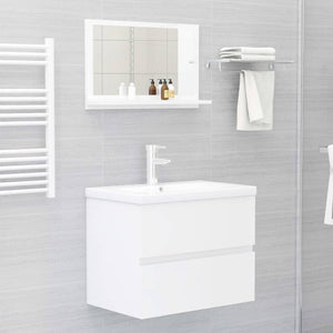 Specchio da Bagno Bianco Lucido 60x10,5x37 cm Legno Multistrato 804568