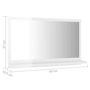 Specchio da Bagno Bianco Lucido 60x10,5x37 cm Legno Multistrato 804568