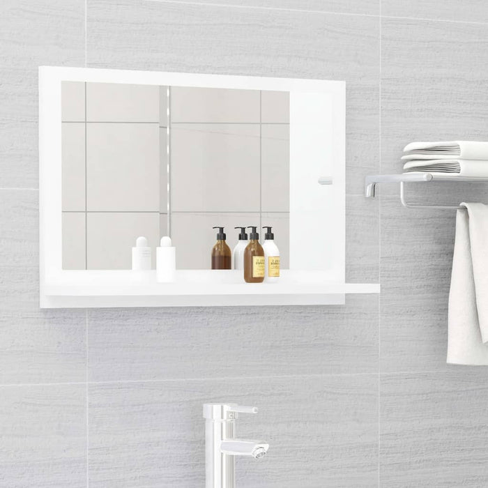 Specchio da Bagno Bianco Lucido 60x10,5x37 cm Legno Multistrato 804568