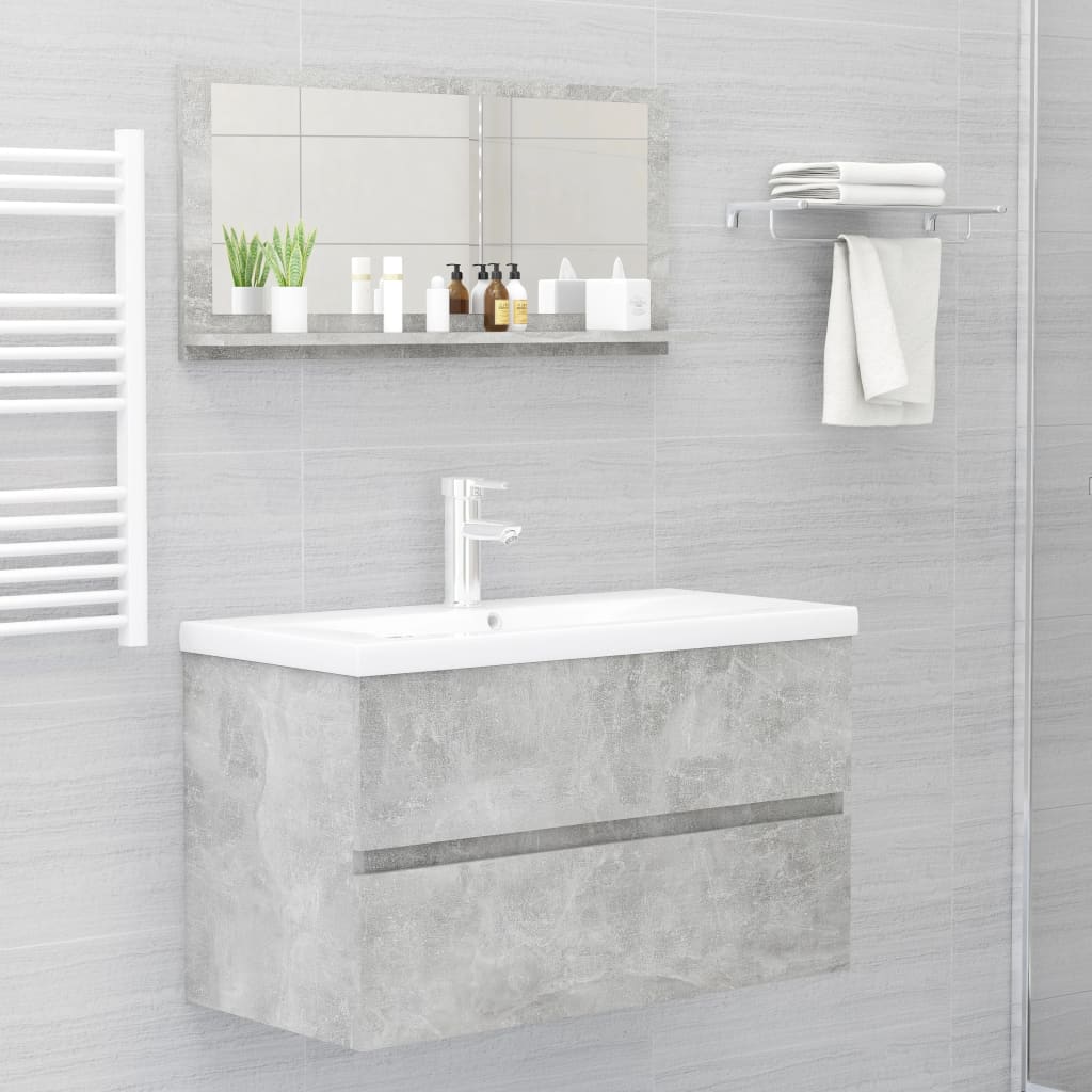 Specchio da Bagno Grigio 80x10,5x37 cm in Truciolato 804575