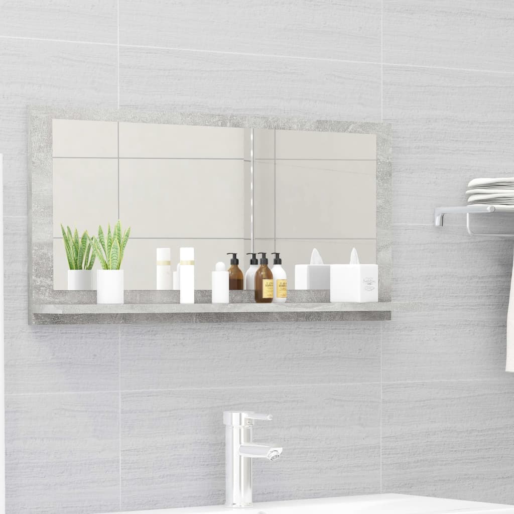 Specchio da Bagno Grigio 80x10,5x37 cm in Truciolato 804575