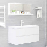 Specchio da Bagno Bianco Lucido 90x10,5x37 cm in Truciolato 804586