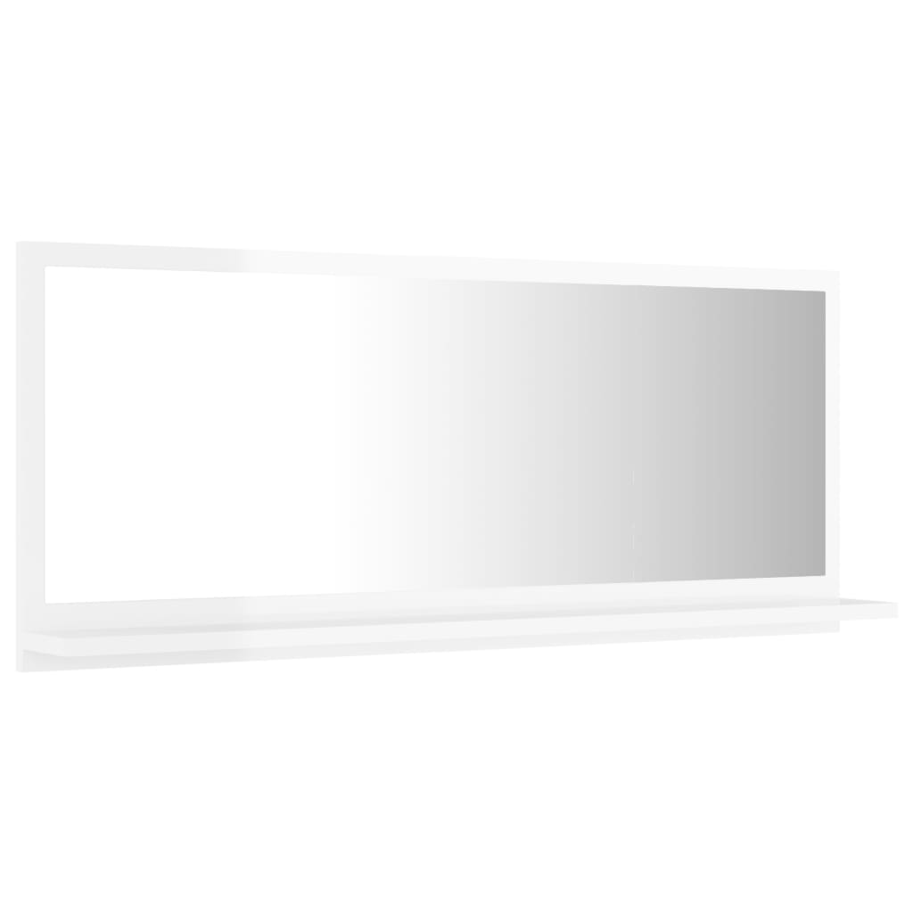 Specchio da Bagno Bianco Lucido 90x10,5x37 cm in Truciolato 804586