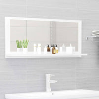 Specchio da Bagno Bianco Lucido 90x10,5x37 cm in Truciolato 804586