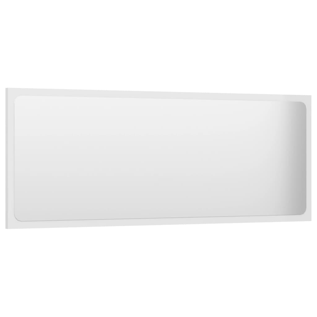 Specchio da Bagno Bianco Lucido 100x1,5x37 cm in Truciolato 804635