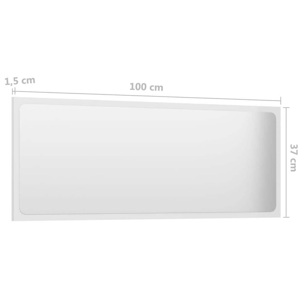 Specchio da Bagno Bianco Lucido 100x1,5x37 cm in Truciolato 804635