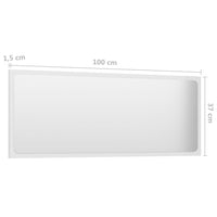 Specchio da Bagno Bianco Lucido 100x1,5x37 cm in Truciolato 804635