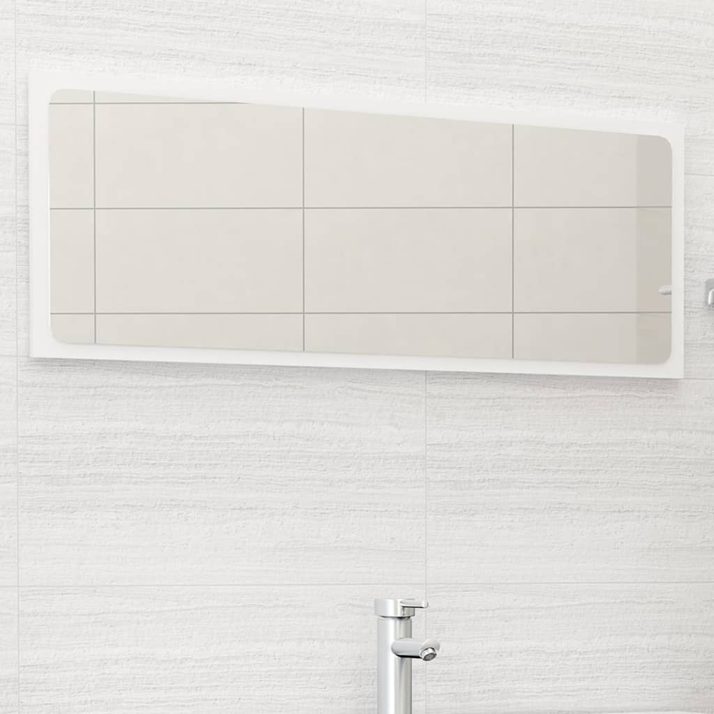 Specchio da Bagno Bianco Lucido 100x1,5x37 cm in Truciolato 804635