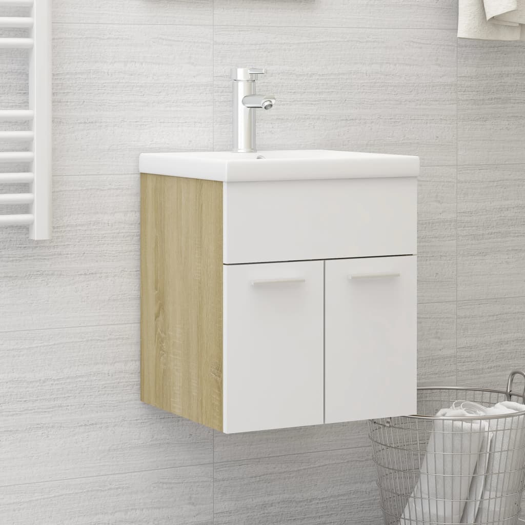 Mobile Sottolavabo Bianco Rovere Sonoma 41x38,5x46cm Truciolato cod mxl 8928