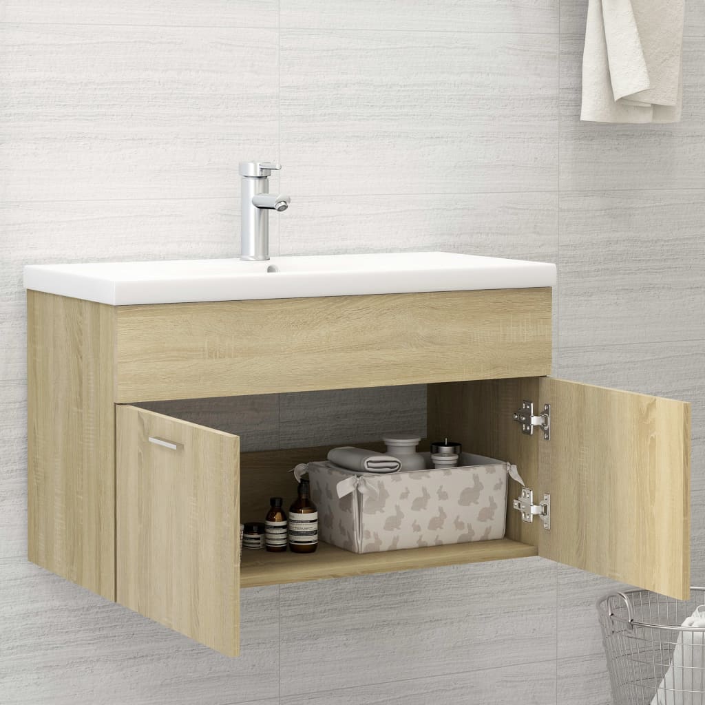 Mobile Sottolavabo Rovere Sonoma 80x38,5x46 cm in Truciolato cod mxl 12758