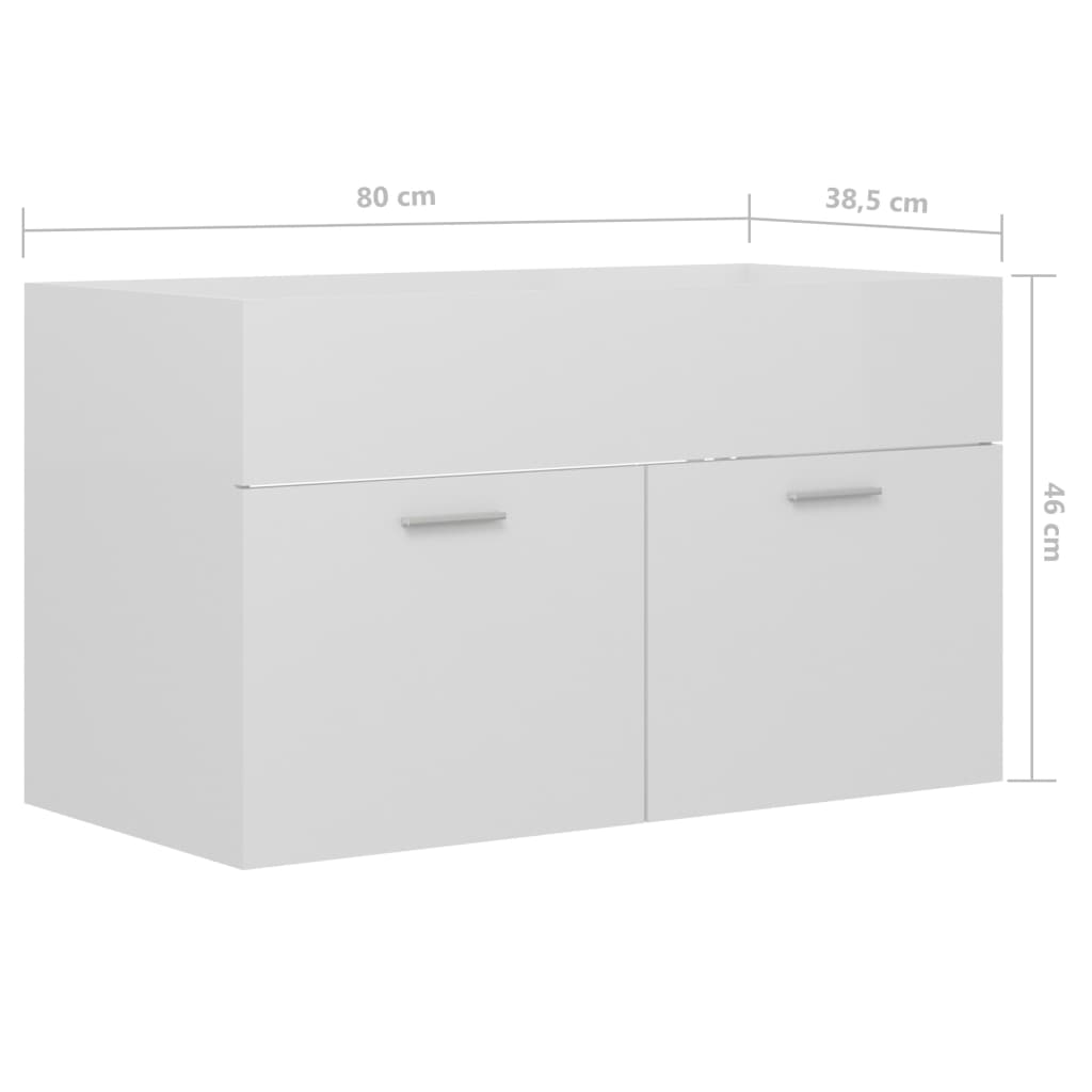 Mobile Sottolavabo Bianco Lucido 80x38,5x46 cm in Truciolato cod mxl 9381