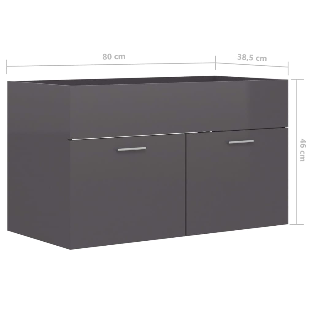 Mobile Sottolavabo Grigio Lucido 80x38,5x46 cm in Truciolato cod mxl 15438