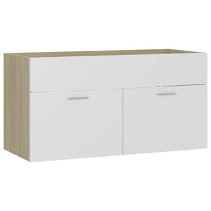 Mobile Sottolavabo Bianco e Rovere 90x38,5x46 cm in Truciolato