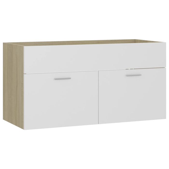 Mobile Sottolavabo Bianco e Rovere 90x38,5x46 cm in Truciolato