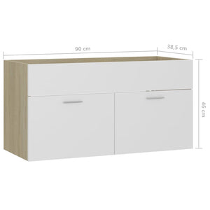 Mobile Sottolavabo Bianco e Rovere 90x38,5x46 cm in Truciolato