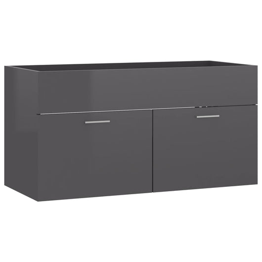 Mobile Sottolavabo Grigio Lucido 90x38,5x46 cm in Truciolato cod mxl 13280