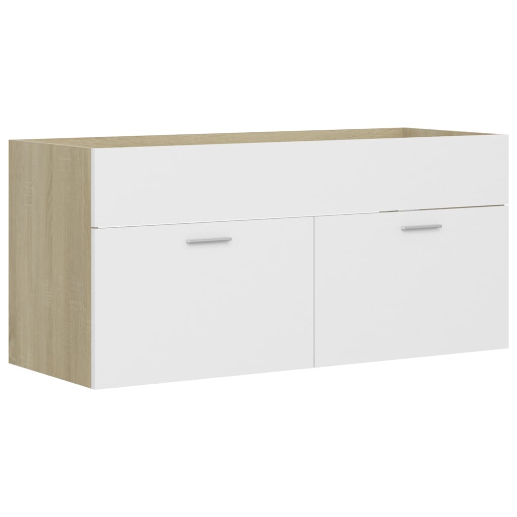 Mobile Sottolavabo Bianco e Rovere 100x38,5x46 cm in Truciolato cod mxl 24662