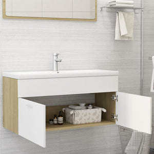 Mobile Sottolavabo Bianco e Rovere 100x38,5x46 cm in Truciolato cod mxl 24662