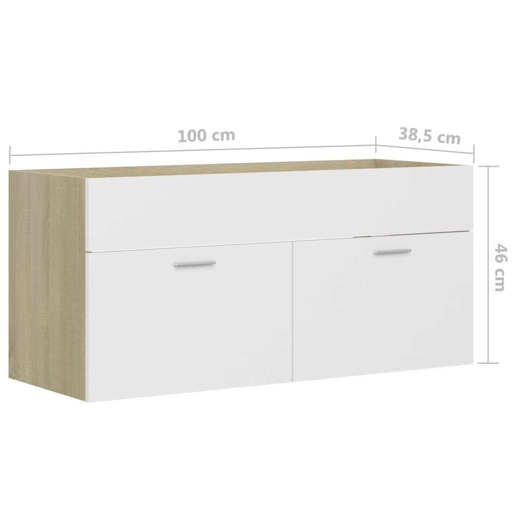 Mobile Sottolavabo Bianco e Rovere 100x38,5x46 cm in Truciolato cod mxl 24662