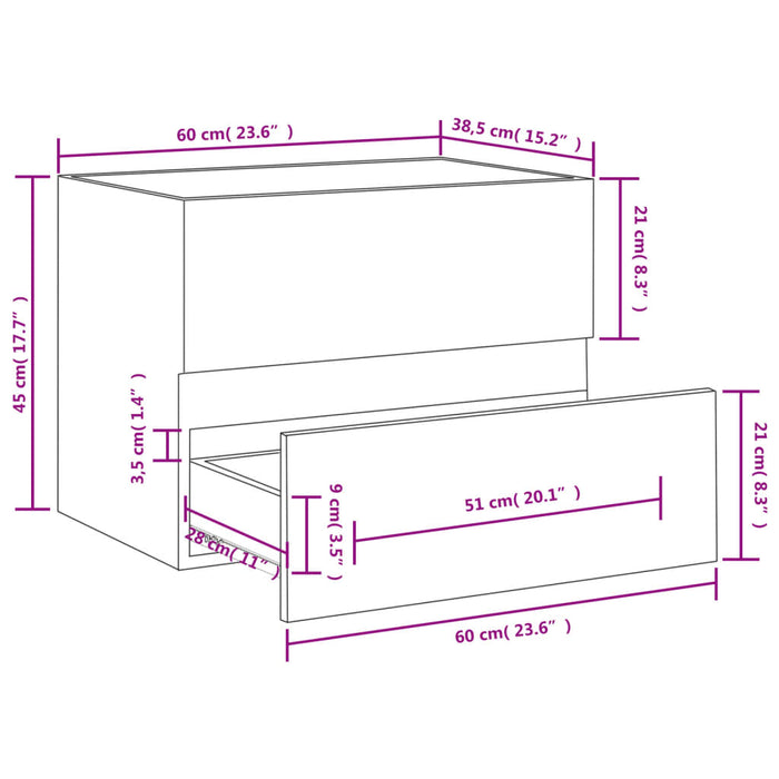 Mobile Sottolavabo Rovere Sonoma 60x38,5x45 cm in Truciolato