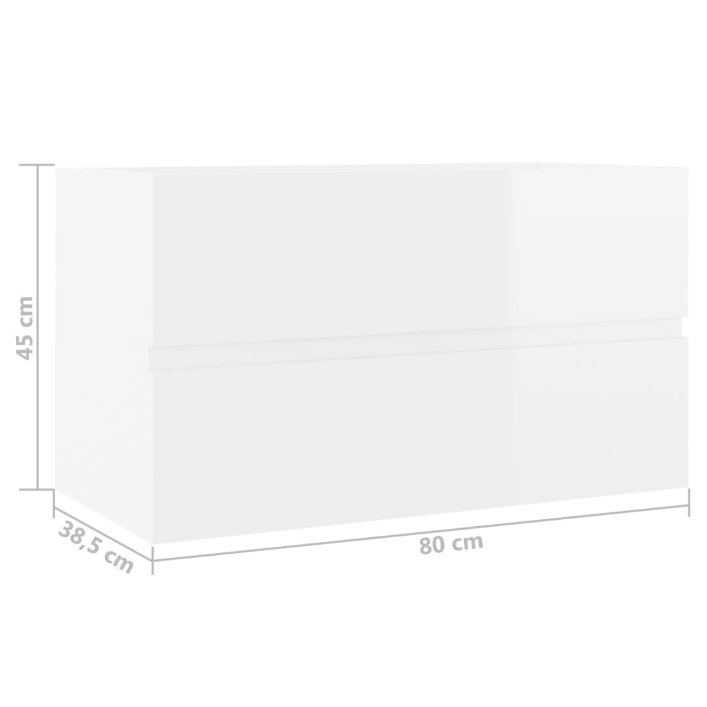 Mobile Sottolavabo Bianco Lucido 80x38,5x45 cm in Truciolato cod mxl 15412