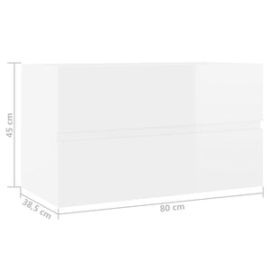 Mobile Sottolavabo Bianco Lucido 80x38,5x45 cm in Truciolato cod mxl 15412