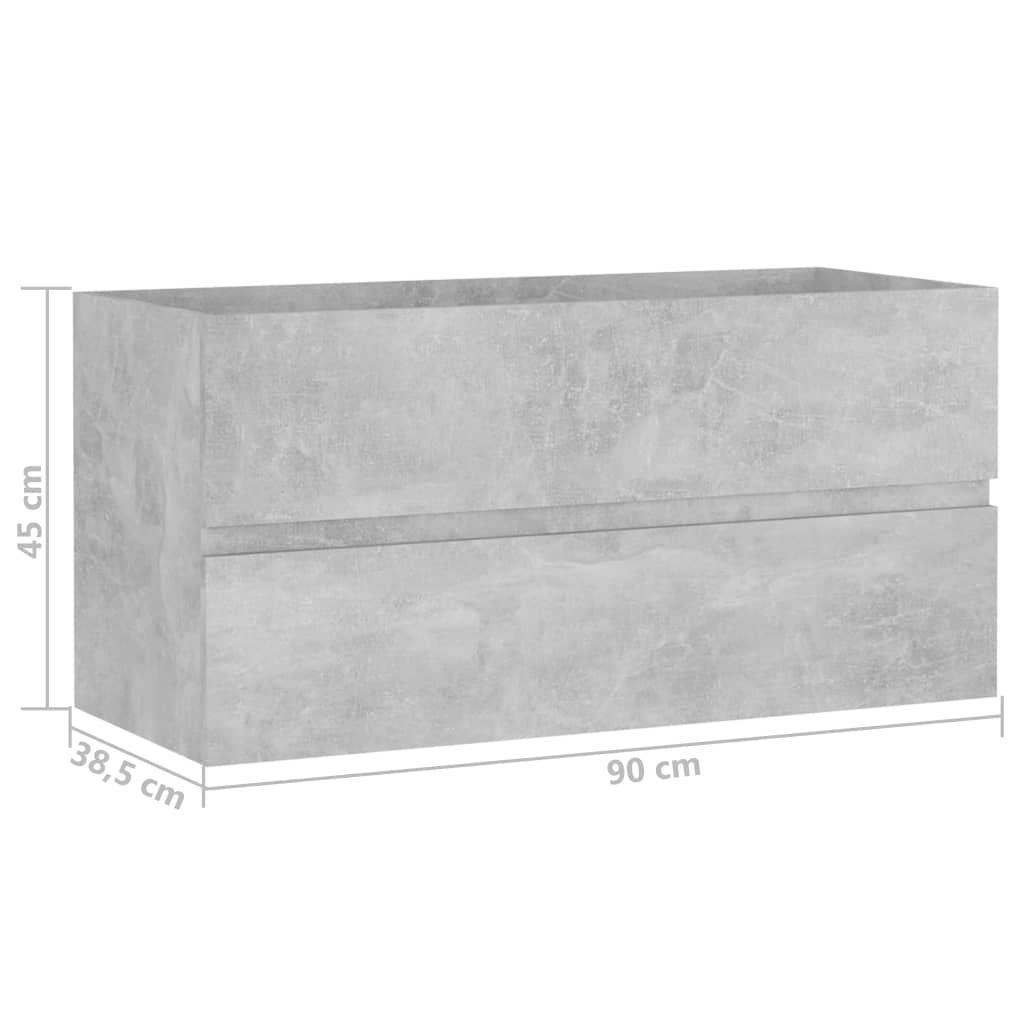 Mobile Sottolavabo Grigio Cemento 90x38,5x45 cm in Truciolato