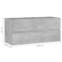 Mobile Sottolavabo Grigio Cemento 100x38,5x45 cm in Truciolato cod mxl 20971