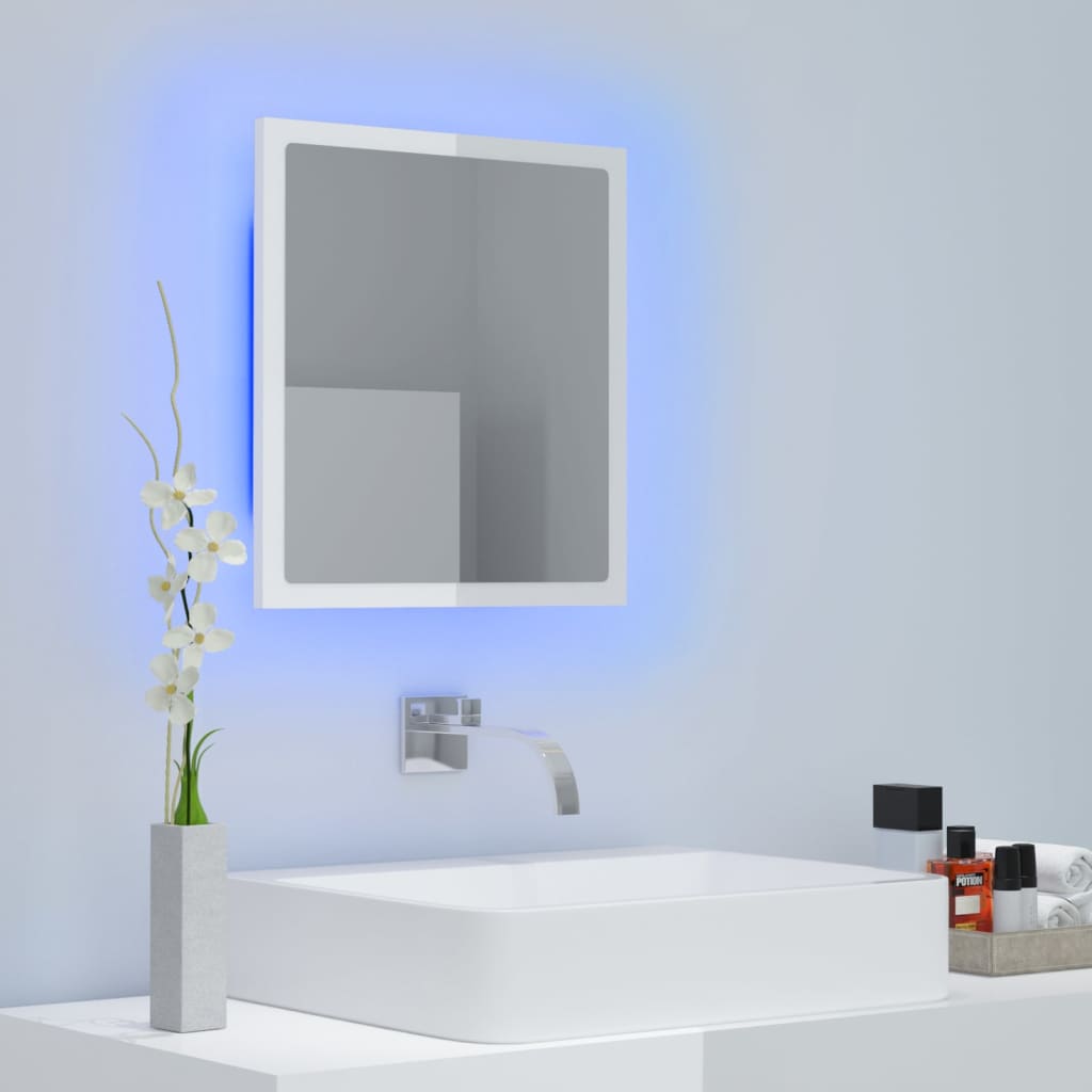 Specchio da Bagno LED Bianco Lucido 40x8,5x37 cm in Truciolato cod mxl 65418