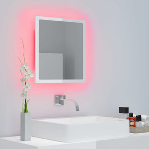 Specchio da Bagno LED Bianco Lucido 40x8,5x37 cm in Acrilico 804913